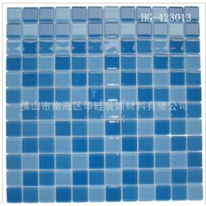 华硅2.3公分孔雀蓝色水池玻璃马赛克 景观园林泳池鱼池装修