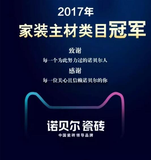 诺贝尔瓷砖：双十一销售额4.6亿 天猫家装主材排名第一