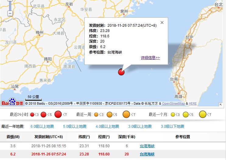 台湾海峡6.2级地震，揭阳潮汕地区都有强烈的震感