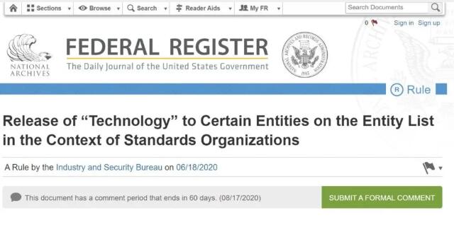 美国商务部新规正式发布：“有条件”允许美企与华为合作制定5G标准